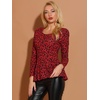 image:imageAllegra K Womens Animal Print Long Sleeve Ruffle Hem Scoop Neck Casual Peplum TopRedleopard