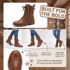 image:imageAllegra K Womens Ankle Booties Laceup with Side Zipper Combat BootsBrown