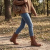 image:imageAllegra K Womens Ankle Booties Laceup with Side Zipper Combat BootsBrown