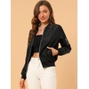 image:imageAllegra K Womens Bomber Jacket Zip Up Windbreaker Casual Lightweight Coats with PocketsBlack
