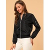 image:imageAllegra K Womens Bomber Jacket Zip Up Windbreaker Casual Lightweight Coats with PocketsBlack