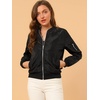 image:imageAllegra K Womens Bomber Jacket Zip Up Windbreaker Casual Lightweight Coats with PocketsBlack