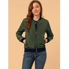 image:imageAllegra K Womens Bomber Jacket Zip Up Windbreaker Casual Lightweight Coats with PocketsDark Green