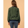 image:imageAllegra K Womens Bomber Jacket Zip Up Windbreaker Casual Lightweight Coats with PocketsDark Green