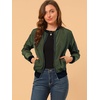image:imageAllegra K Womens Bomber Jacket Zip Up Windbreaker Casual Lightweight Coats with PocketsDark Green