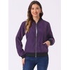 image:imageAllegra K Womens Bomber Jacket Zip Up Windbreaker Casual Lightweight Coats with PocketsDark Purple