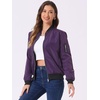 image:imageAllegra K Womens Bomber Jacket Zip Up Windbreaker Casual Lightweight Coats with PocketsDark Purple