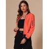 image:imageAllegra K Womens Bomber Jacket Zip Up Windbreaker Casual Lightweight Coats with PocketsOrange