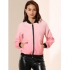image:imageAllegra K Womens Bomber Jacket Zip Up Windbreaker Casual Lightweight Coats with PocketsPink