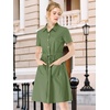 image:imageAllegra K Womens Button Down Shirt Dress Short Sleeve Casual Collared Cotton Drawstring Shirtdress Safari DressArmy Green
