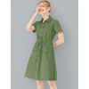 image:imageAllegra K Womens Button Down Shirt Dress Short Sleeve Casual Collared Cotton Drawstring Shirtdress Safari DressArmy Green