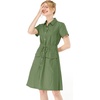 image:imageAllegra K Womens Button Down Shirt Dress Short Sleeve Casual Collared Cotton Drawstring Shirtdress Safari DressArmy Green