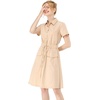 image:imageAllegra K Womens Button Down Shirt Dress Short Sleeve Casual Collared Cotton Drawstring Shirtdress Safari DressBeige