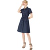 image:imageAllegra K Womens Button Down Shirt Dress Short Sleeve Casual Collared Cotton Drawstring Shirtdress Safari DressBlue