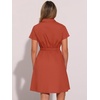image:imageAllegra K Womens Button Down Shirt Dress Short Sleeve Casual Collared Cotton Drawstring Shirtdress Safari DressBrick Red