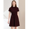 image:imageAllegra K Womens Button Down Shirt Dress Short Sleeve Casual Collared Cotton Drawstring Shirtdress Safari DressFuchsia