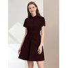 image:imageAllegra K Womens Button Down Shirt Dress Short Sleeve Casual Collared Cotton Drawstring Shirtdress Safari DressFuchsia