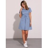 image:imageAllegra K Womens Button Down Shirt Dress Short Sleeve Casual Collared Cotton Drawstring Shirtdress Safari DressGray Blues