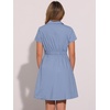 image:imageAllegra K Womens Button Down Shirt Dress Short Sleeve Casual Collared Cotton Drawstring Shirtdress Safari DressGray Blues