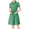 image:imageAllegra K Womens Button Down Shirt Dress Short Sleeve Casual Collared Cotton Drawstring Shirtdress Safari DressGreen