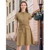 image:imageAllegra K Womens Button Down Shirt Dress Short Sleeve Casual Collared Cotton Drawstring Shirtdress Safari DressKhaki