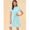 image:imageAllegra K Womens Button Down Shirt Dress Short Sleeve Casual Collared Cotton Drawstring Shirtdress Safari DressLight Blue