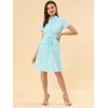 image:imageAllegra K Womens Button Down Shirt Dress Short Sleeve Casual Collared Cotton Drawstring Shirtdress Safari DressLight Blue