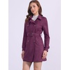 image:imageAllegra K Womens Faux Suede Trench Coat Notched Lapel Double Breasted Jacket with BeltDark Purple