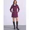 image:imageAllegra K Womens Faux Suede Trench Coat Notched Lapel Double Breasted Jacket with BeltDark Purple