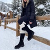 image:imageAllegra K Womens Fold Down Chunky Heel Side Zipper Over Knee BootsBlackfleece