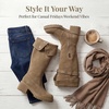 image:imageAllegra K Womens Fold Down Chunky Heel Side Zipper Over Knee BootsKhaki