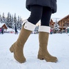 image:imageAllegra K Womens Fold Down Chunky Heel Side Zipper Over Knee BootsKhakifleece