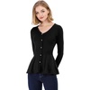image:imageAllegra K Womens Peplum Sweater Ribbed V Neck Long Sleeve Knit Peplum TopsBlack