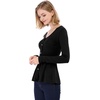 image:imageAllegra K Womens Peplum Sweater Ribbed V Neck Long Sleeve Knit Peplum TopsBlack