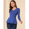 image:imageAllegra K Womens Peplum Sweater Ribbed V Neck Long Sleeve Knit Peplum TopsBlue