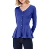 image:imageAllegra K Womens Peplum Sweater Ribbed V Neck Long Sleeve Knit Peplum TopsBlue
