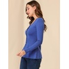 image:imageAllegra K Womens Peplum Sweater Ribbed V Neck Long Sleeve Knit Peplum TopsBlue