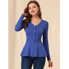 image:imageAllegra K Womens Peplum Sweater Ribbed V Neck Long Sleeve Knit Peplum TopsBlue