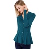 image:imageAllegra K Womens Peplum Sweater Ribbed V Neck Long Sleeve Knit Peplum TopsBlue Green