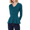 image:imageAllegra K Womens Peplum Sweater Ribbed V Neck Long Sleeve Knit Peplum TopsBlue Green