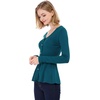 image:imageAllegra K Womens Peplum Sweater Ribbed V Neck Long Sleeve Knit Peplum TopsBlue Green