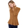image:imageAllegra K Womens Peplum Sweater Ribbed V Neck Long Sleeve Knit Peplum TopsBrown