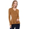 image:imageAllegra K Womens Peplum Sweater Ribbed V Neck Long Sleeve Knit Peplum TopsBrown