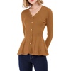 image:imageAllegra K Womens Peplum Sweater Ribbed V Neck Long Sleeve Knit Peplum TopsBrown