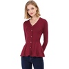 image:imageAllegra K Womens Peplum Sweater Ribbed V Neck Long Sleeve Knit Peplum TopsBurgundy