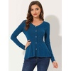 image:imageAllegra K Womens Peplum Sweater Ribbed V Neck Long Sleeve Knit Peplum TopsDenim Blue
