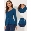 image:imageAllegra K Womens Peplum Sweater Ribbed V Neck Long Sleeve Knit Peplum TopsDenim Blue