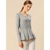image:imageAllegra K Womens Peplum Sweater Ribbed V Neck Long Sleeve Knit Peplum TopsGrey