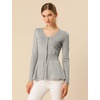 image:imageAllegra K Womens Peplum Sweater Ribbed V Neck Long Sleeve Knit Peplum TopsGrey