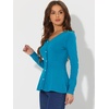 image:imageAllegra K Womens Peplum Sweater Ribbed V Neck Long Sleeve Knit Peplum TopsPeacock Blue
